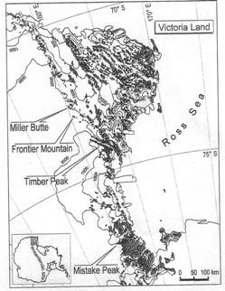 Fig 1 Sketch map of find locations (Folco et al., Ref. 4)